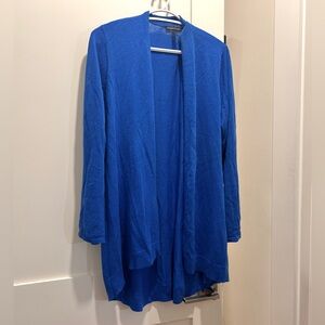 Eileen fisher blue open knit cardigan organic cotton blend good used cond Lg